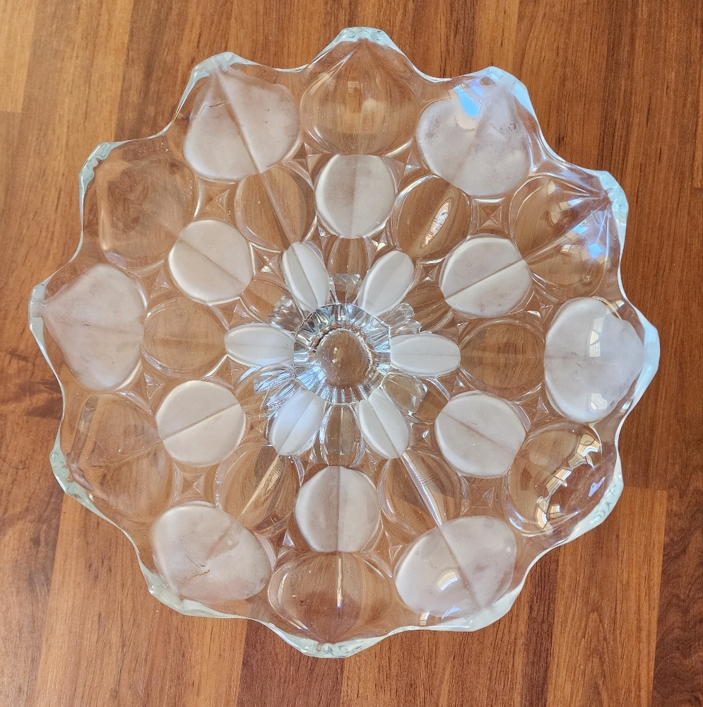 Bohemia glass crystal footer fruit bowl Czech Republic vintage mint.